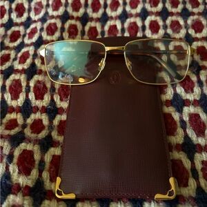 CARTIER CT0040O 003 55mm Gold Santos Square Eyeglasses